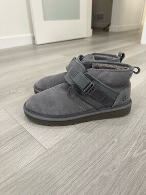UGG Charcoal Suede Strap Ankle Boots